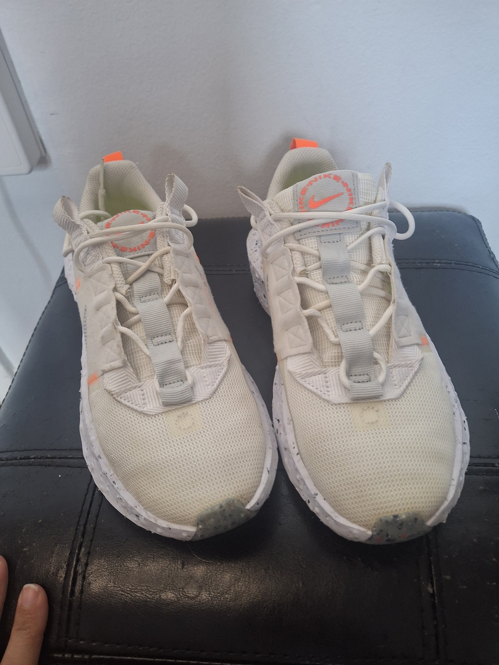 Nike Cream and White Sneakers with Neon Orange Highlights
